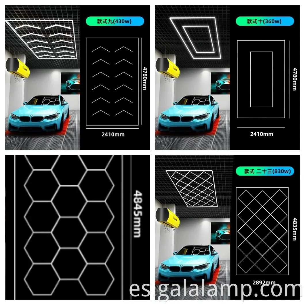 Sistema de cuadrícula de iluminación de garaje LED hexagonal para iluminación superior